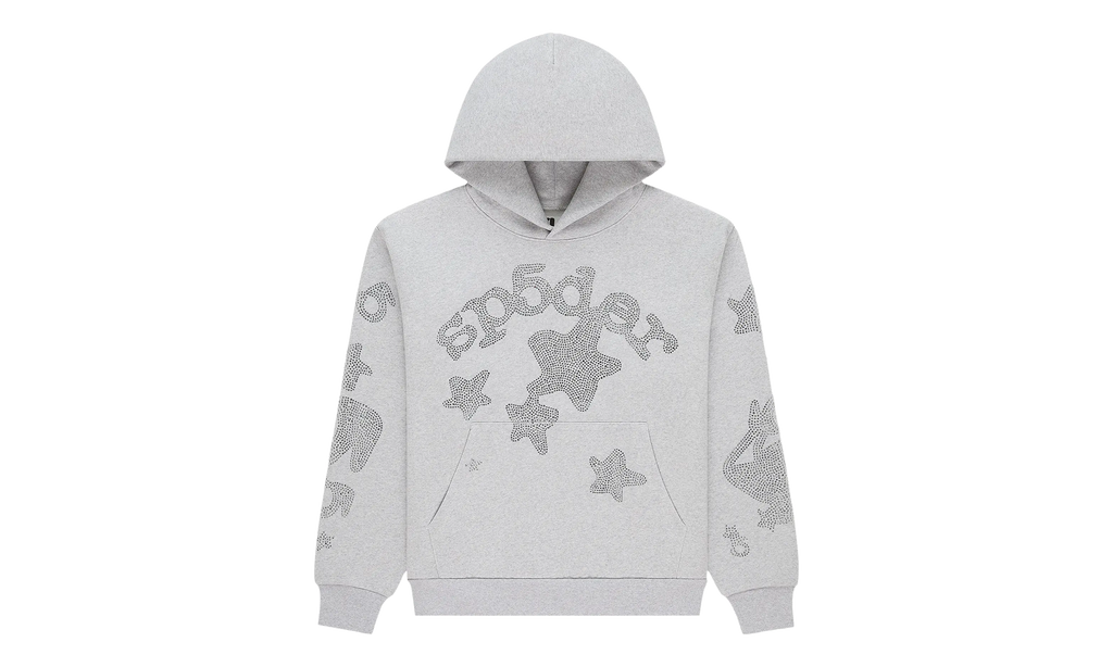 Rhinestone Beluga Hoodie "Grey" SP5der309