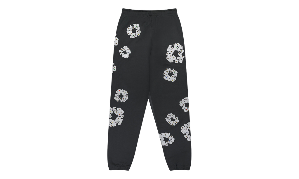 Rhinestone Cotton Wreath Sweatpants "Vintage Black" DT676
