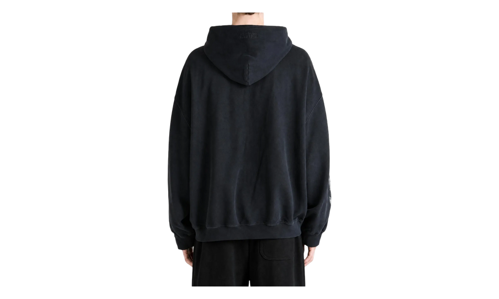 Biker Cross Sleeves Zip-Up Hoodie "Washed Black" MH27ZU250B