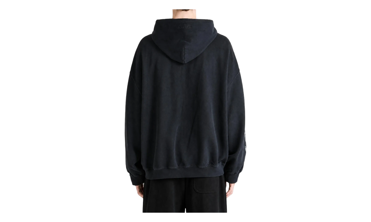 Biker Cross Sleeves Zip-Up Hoodie "Washed Black" MH27ZU250B