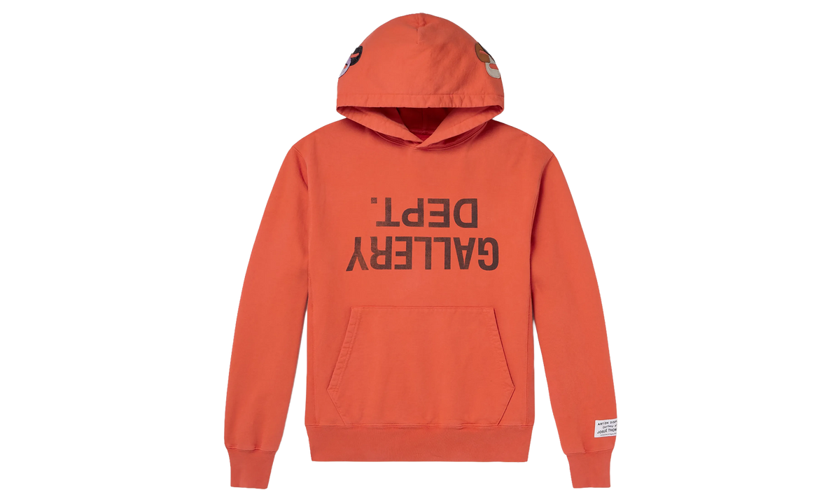 Logo Print Appliquéd Cotton Jersey Hoodie "Orange" GD396