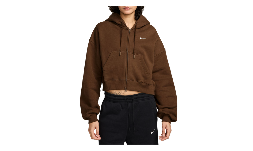 Studio Fleece Oversized Cropped Hoodie WMNS "Cacao Wow Sail" IM8499 259