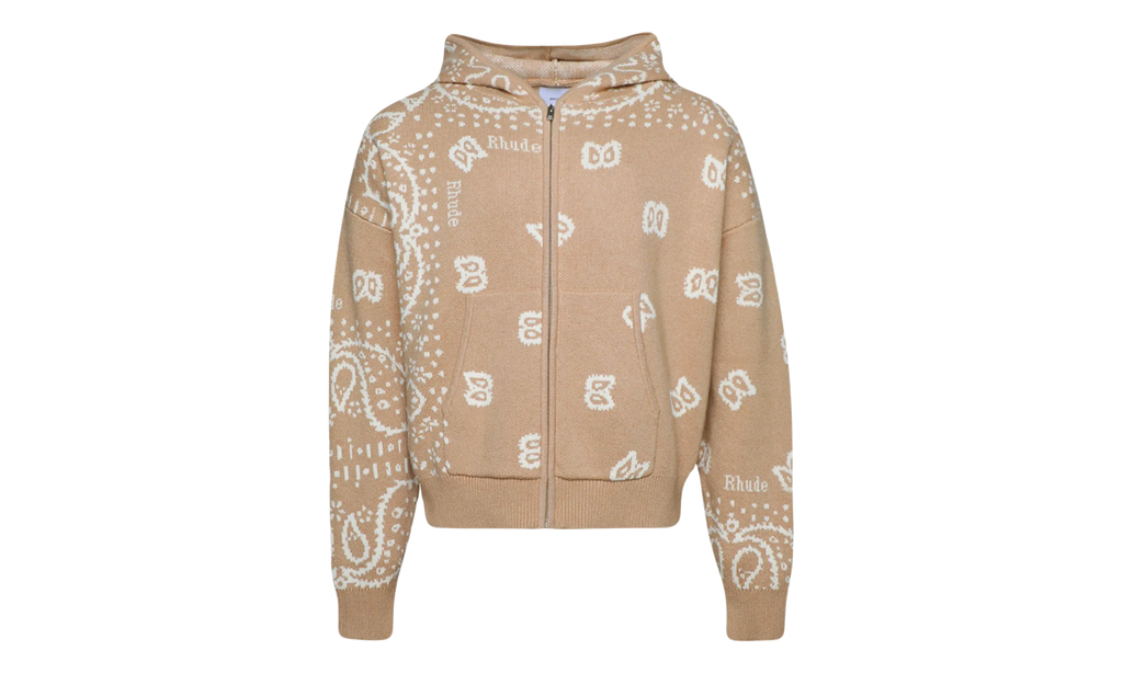 Bandana Knit Zip-Up Hoodie "Tan / Cream" RHPS24SW02973517 TCM