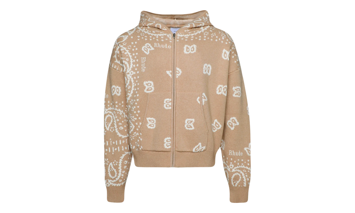 Bandana Knit Zip-Up Hoodie "Tan / Cream" RHPS24SW02973517 TCM