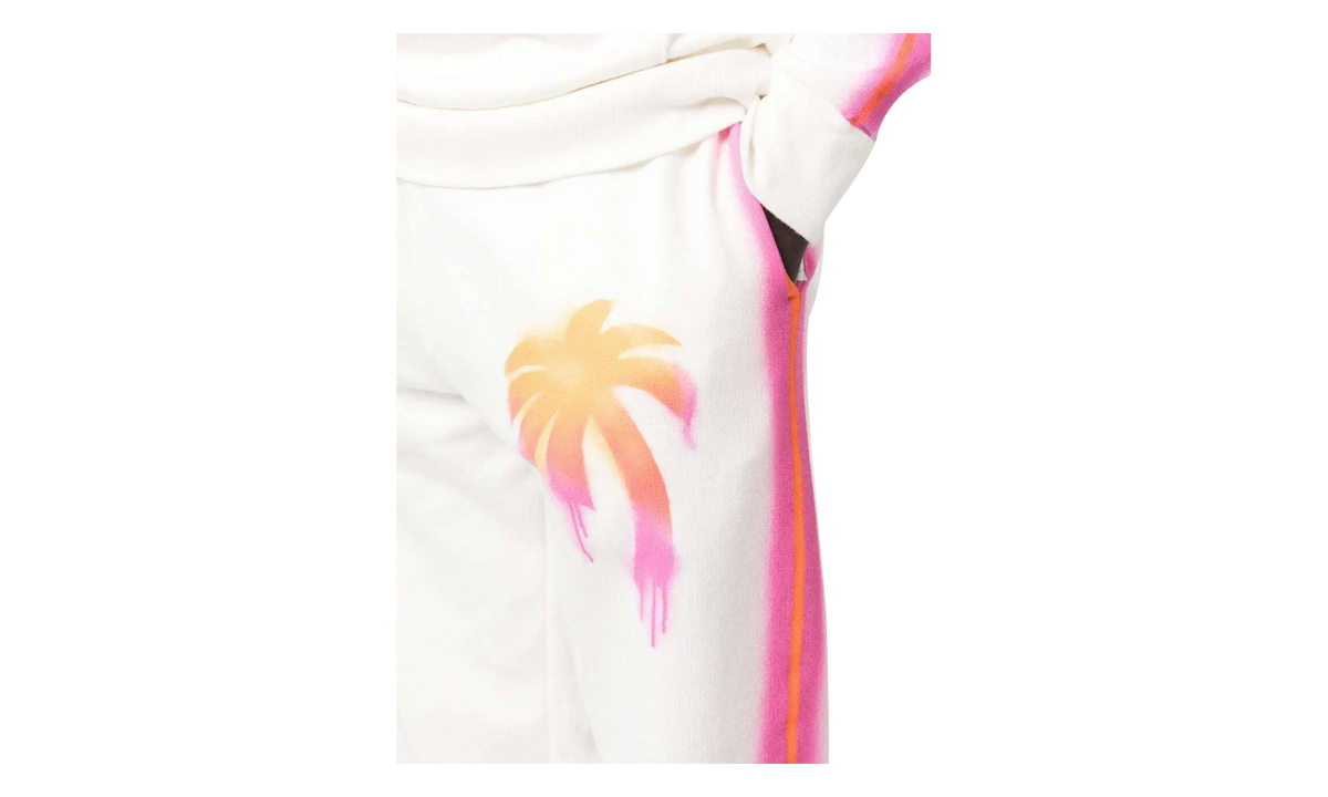 Sprayed Palm Cotton Sweatpants "White / Pink" PMCH011S23FLE008