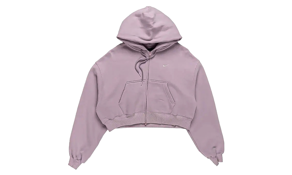 Studio Fleece Oversized Full-Zip Cropped Hoodie WMNS "Bleached Lilac Sail" IM8499 583