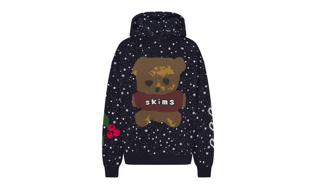 COTTON FLEECE OVERSIZED HOODIE "Cactus Plant Flea Market - Navy Dove Snow Print" SKM029