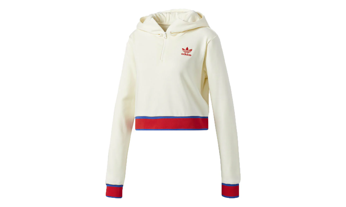 Embellished Arts Cropped Hoodie "Cream White" CV9437
