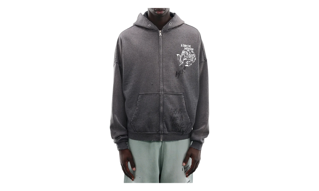 Carrying The Message Zip-Up Hoodie "Faded Black" 4U003Q1010BLK