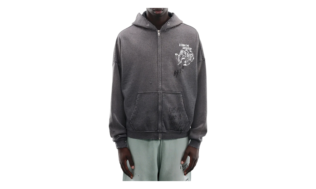 Carrying The Message Zip-Up Hoodie "Faded Black" 4U003Q1010BLK