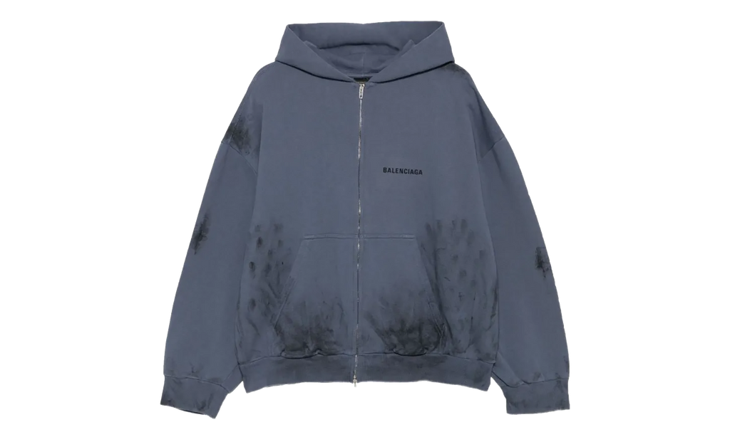 Back Zip Up Hoodie Regular Fit "Faded Dark Blue / Black" 803264 TTVG1 3364