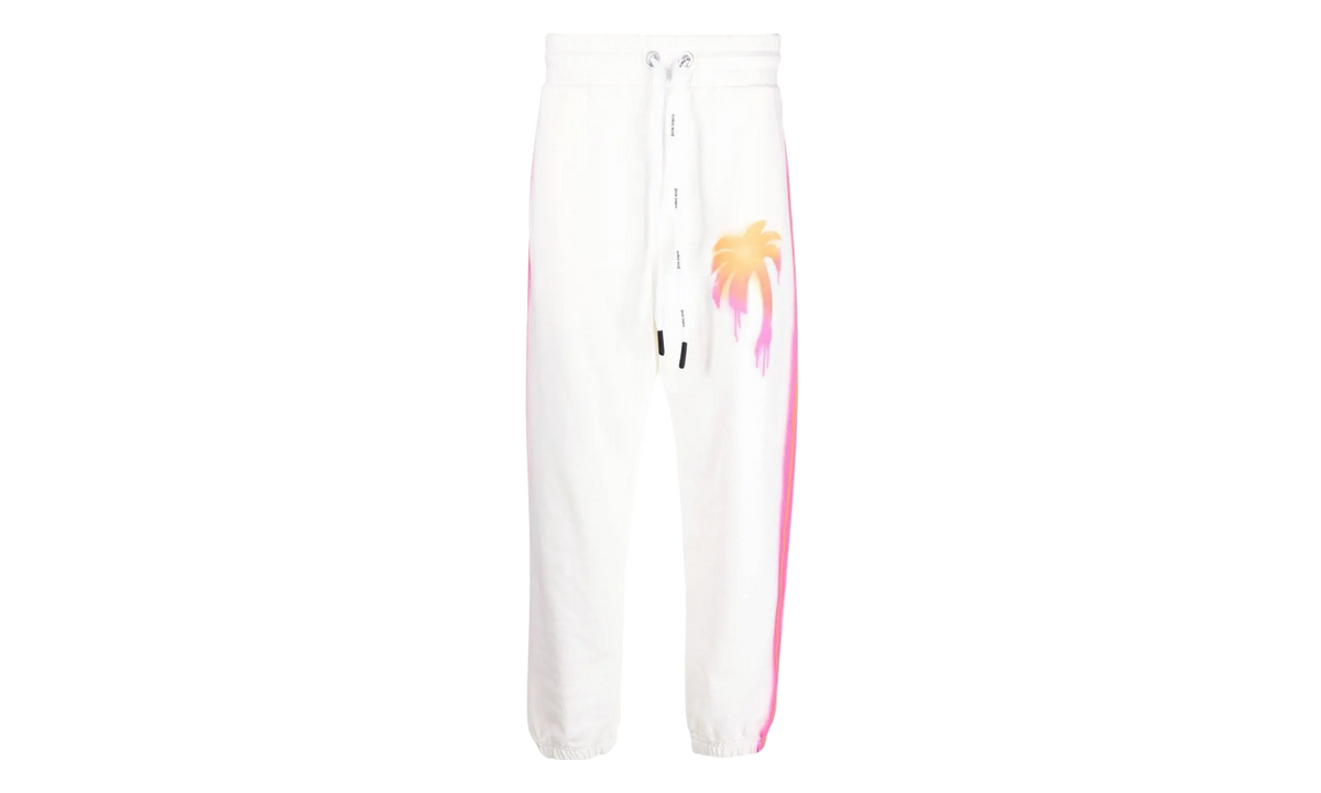 Sprayed Palm Cotton Sweatpants "White / Pink" PMCH011S23FLE008