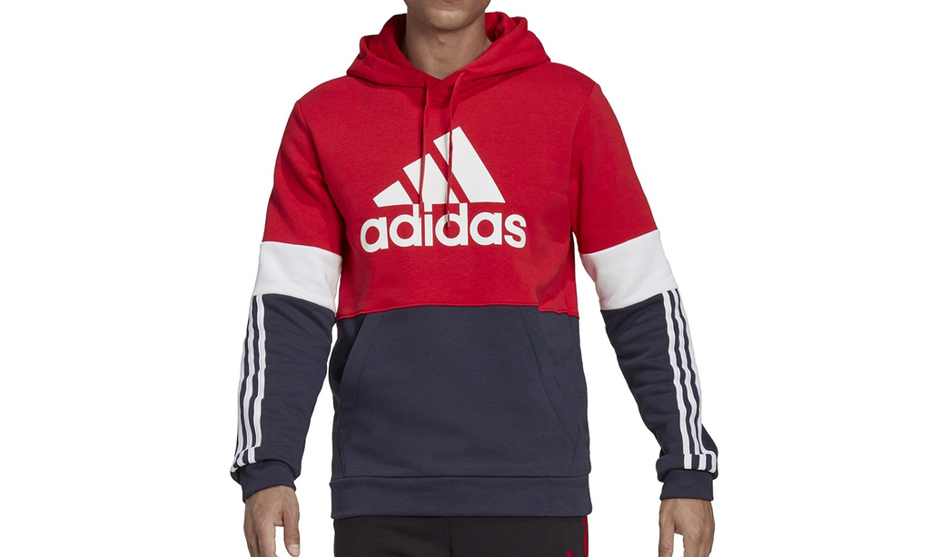 Essentials Fleece Colorblock Hoodie "Scarlet / White / Legend Ink" H58980