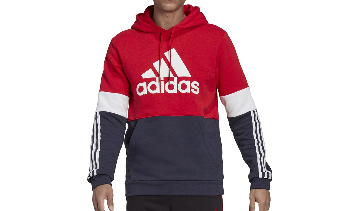 Essentials Fleece Colorblock Hoodie "Scarlet / White / Legend Ink" H58980