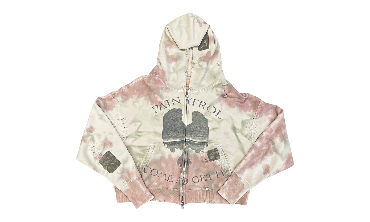 Pain Zip-Up Hoodie "White / Neapolitan Stain" SS26 SEK HD01