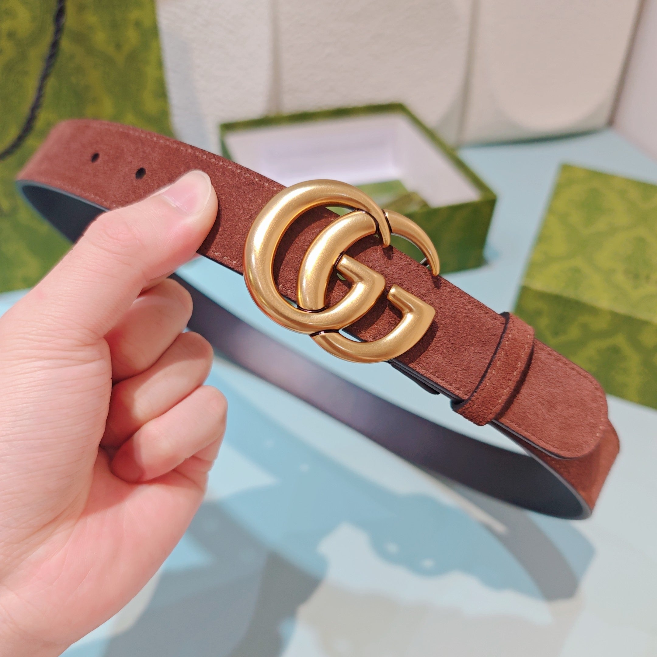 GG Marmont Belt 3cm Suede Leather GHW 212490