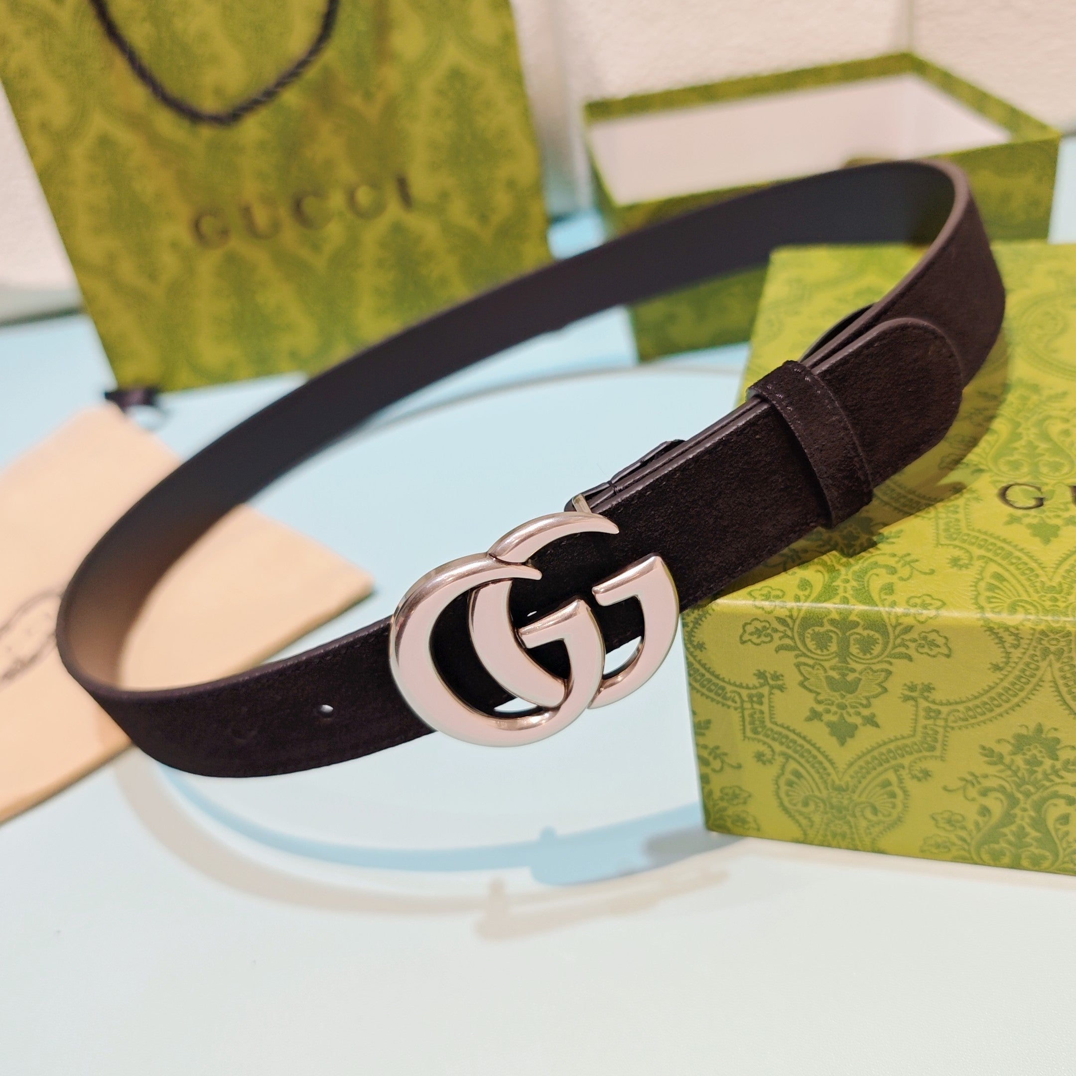 GG Marmont Belt 3cm Suede Leather SHW 212495
