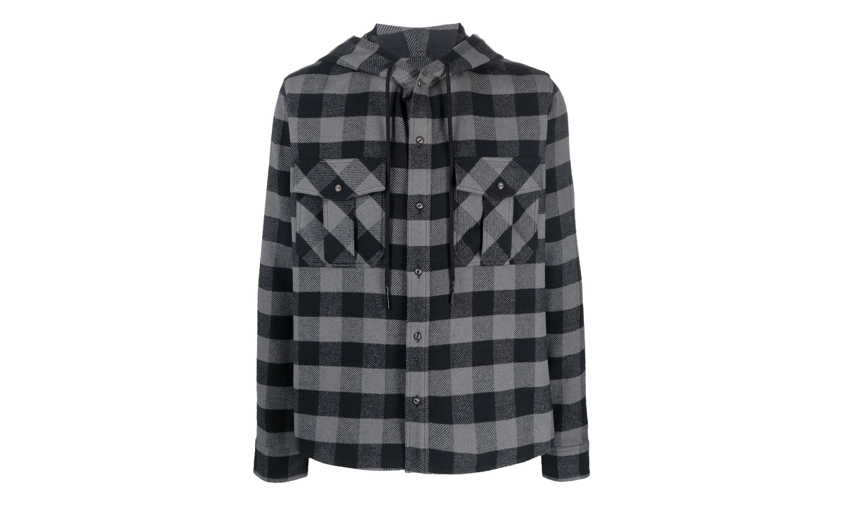 Arrow Hoodie Flannel Shirt "Black / White" OMGA125F21FAB0010501