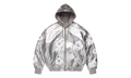 Leather Cotton Wreath Zip Hoodie "Silver" DT645