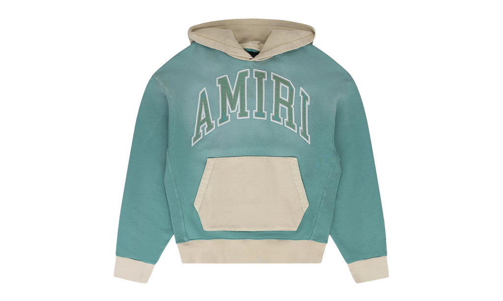 Embroidered Logo Hoodie "Faded Blue & White" AMJYHD1037 TEAL