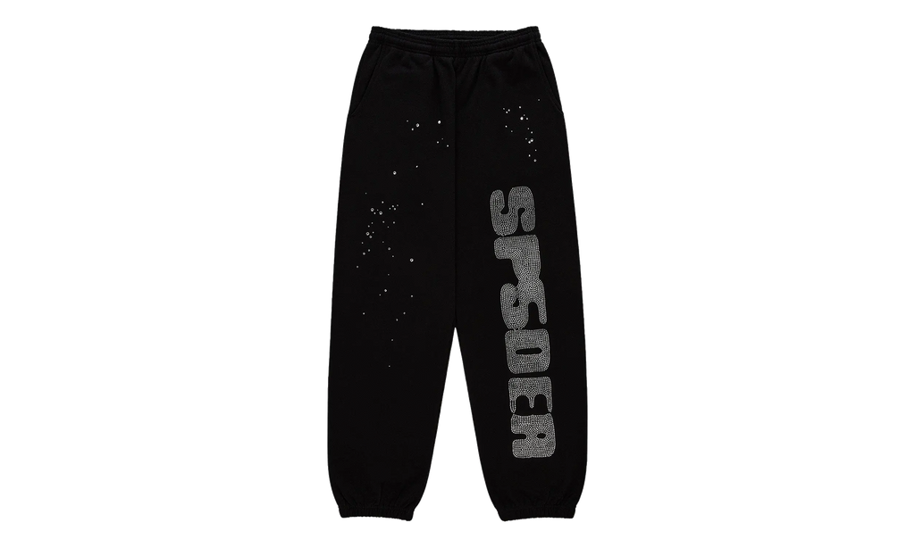 Rhinestone Silk Sweatpants "Black" SP5der541