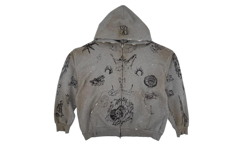 Tattoo Heavy Molleton Zip-up Hoodie "Red" 770939 TQVK1 6167