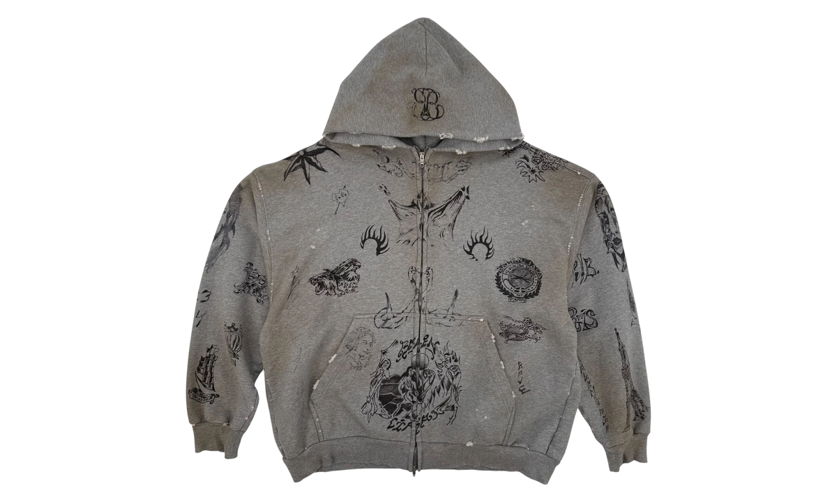 Tattoo Heavy Molleton Zip-up Hoodie "Red" 770939 TQVK1 6167