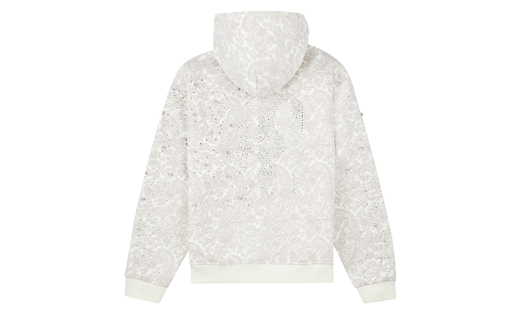 Cashew Blossom Pearl Zipper Hoodie "White / Rhinestone" BC25FWHA02 WHT