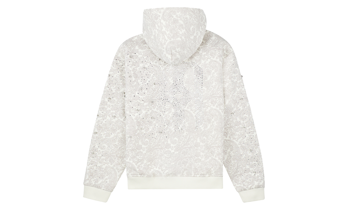 Cashew Blossom Pearl Zipper Hoodie "White / Rhinestone" BC25FWHA02 WHT