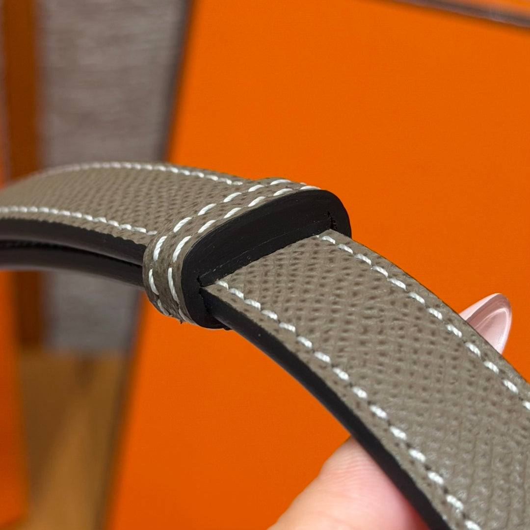 HM Chaine d'Ancre Belt 1.8cm Grey Epsom Calfskin 212435