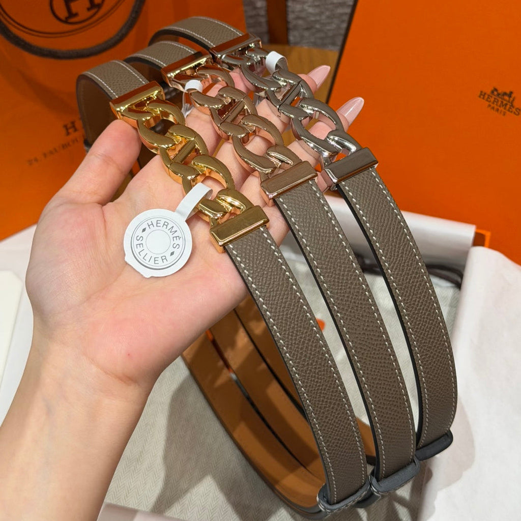 HM Chaine d'Ancre Belt 1.8cm Grey Epsom Calfskin 212435