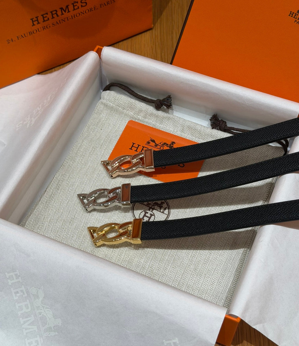 HM Chaine d'Ancre Belt 1.8cm Black Epsom Calfskin 212424