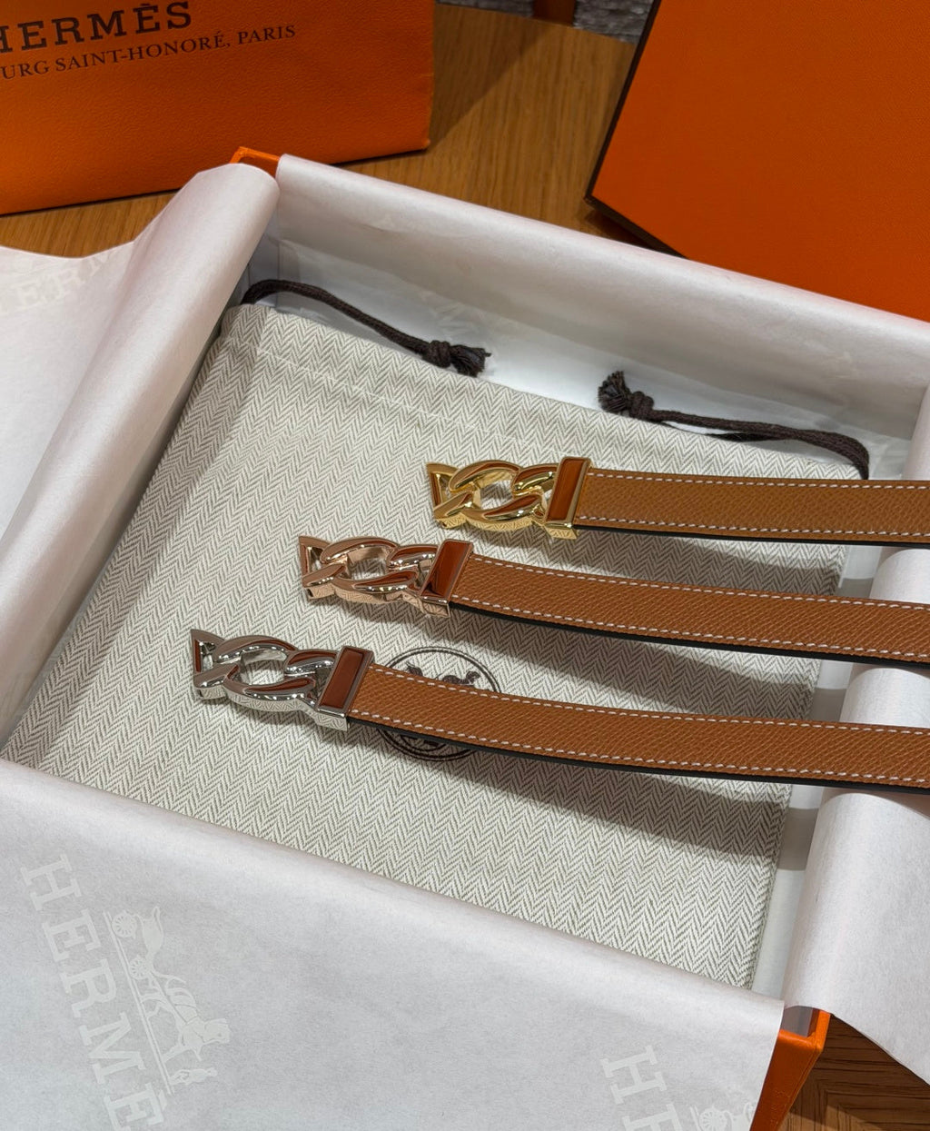 HM Chaine d'Ancre Belt 1.8cm Brown Epsom Calfskin 212413