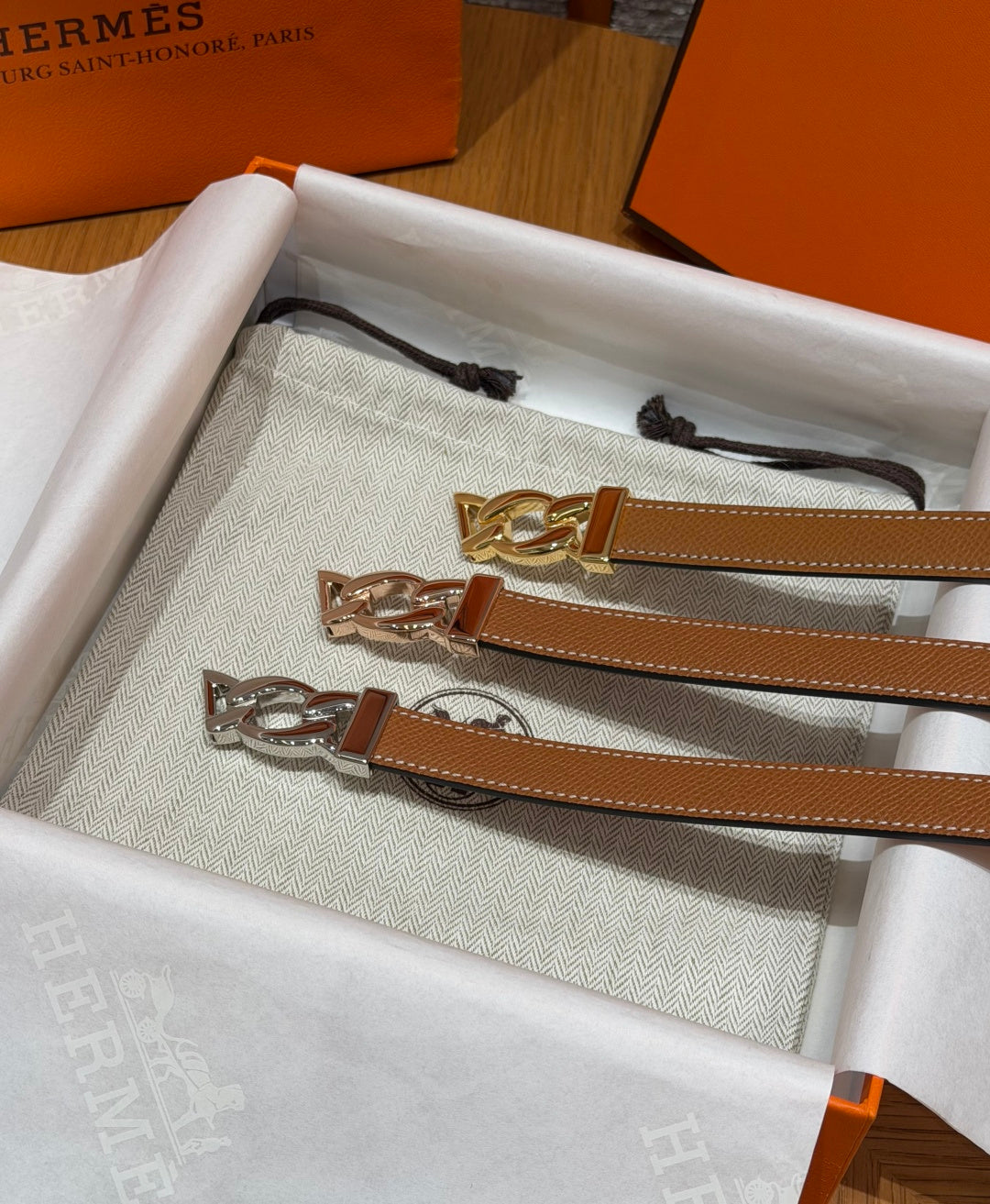 HM Chaine d'Ancre Belt 1.8cm Brown Epsom Calfskin 212413