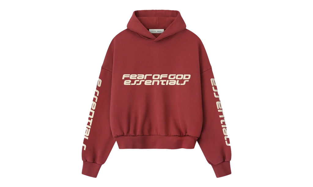 Cropped Relaxed Pullover Hoodie "Crimson" 192HO256901F