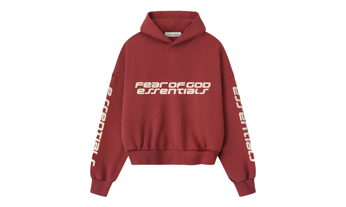 Cropped Relaxed Pullover Hoodie "Crimson" 192HO256901F