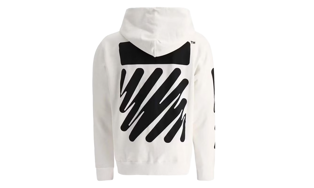 Wave Diagonal Slim Hoodie "White / Black" UKRNJQZT
