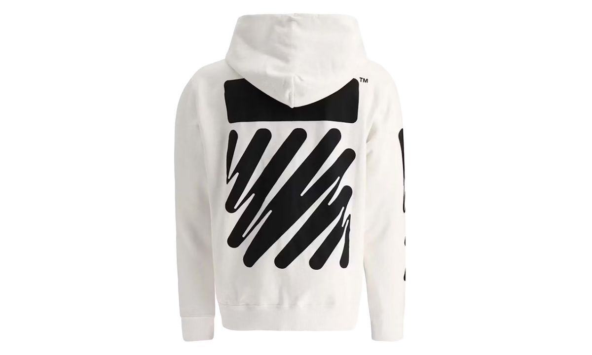 Wave Diagonal Slim Hoodie "White / Black" UKRNJQZT