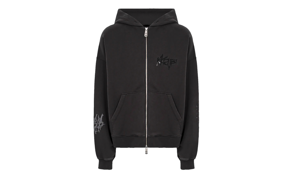 Ksubi Graff Ekcess Zip Thru Hoodie "Faded Black" MPS26FL005