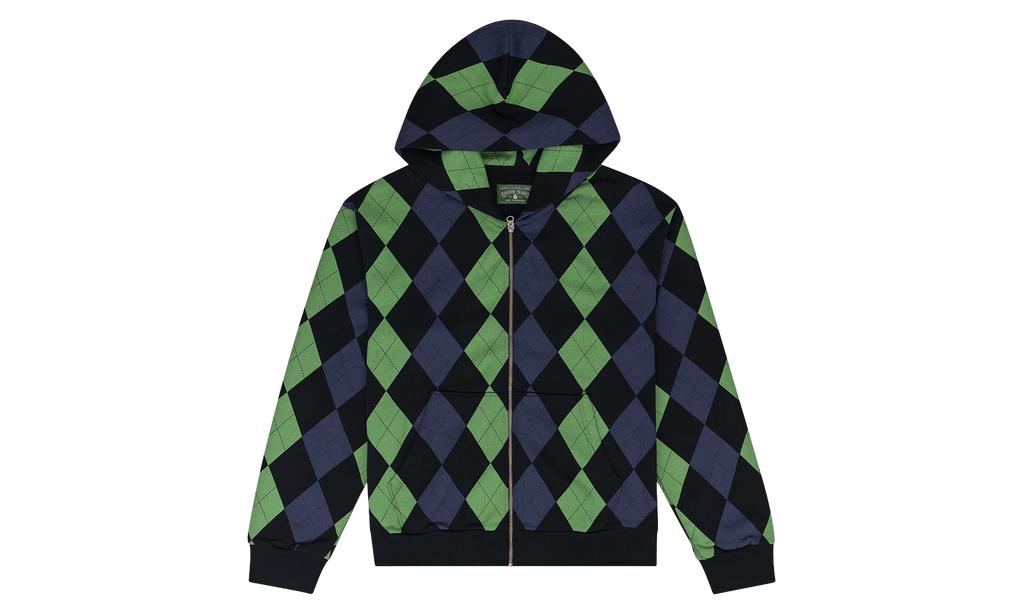 Intarsia Zip Hoodie "Green" DT967