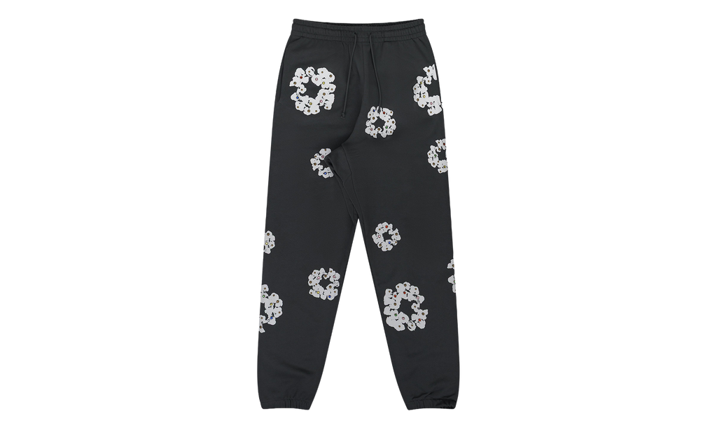 Rhinestone Cotton Wreath Sweatpants "Vintage Black" DT676