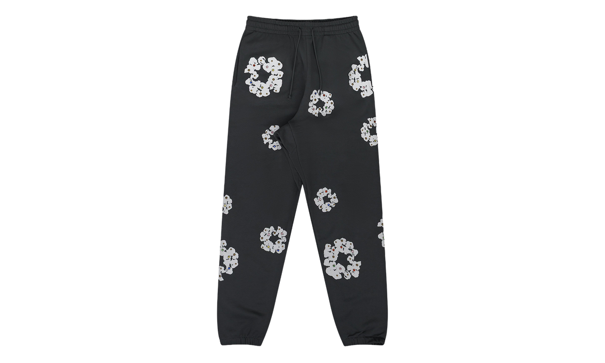 Rhinestone Cotton Wreath Sweatpants "Vintage Black" DT676