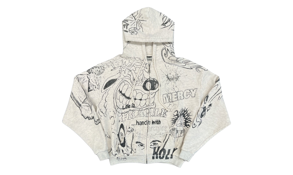 Graffiti Zip-Up Hoodie "Grey" HSR383