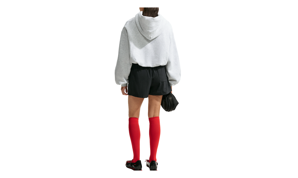 Studio Fleece Oversized Cropped Hoodie WMNS "Birch Heather Black" IM8096 051