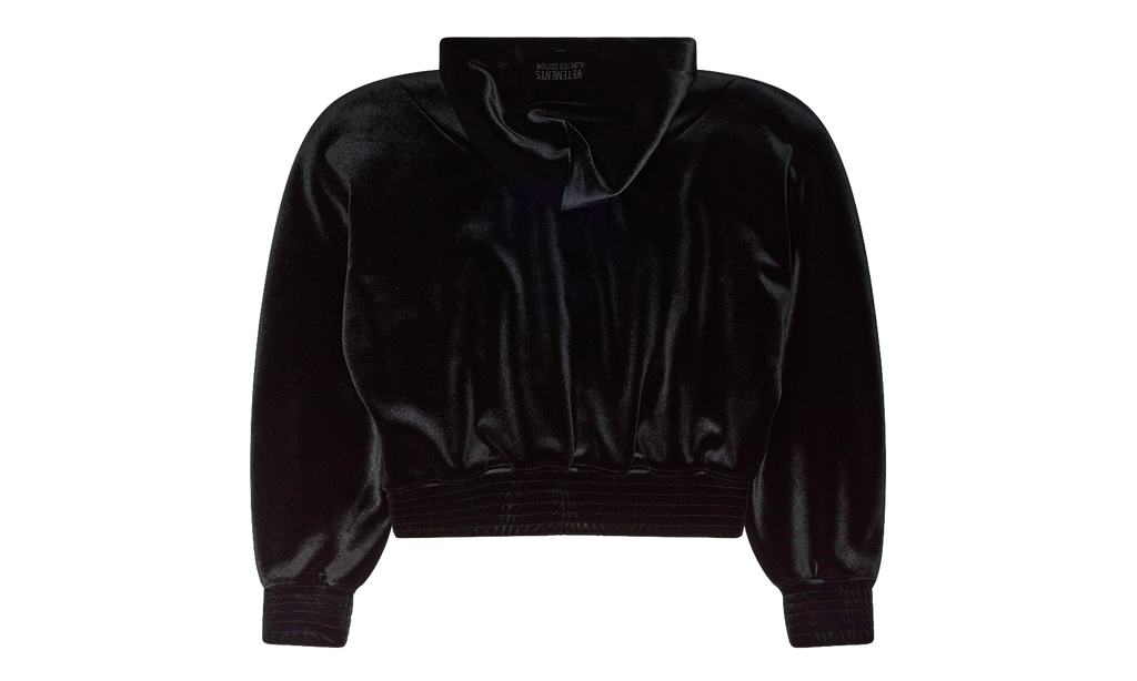 Velvet Rounded Shoulder Zip-Up Hoodie "Black" VTM-WHDS-0001