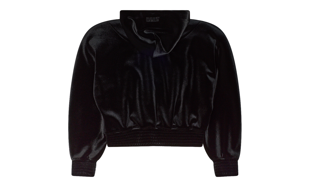 Velvet Rounded Shoulder Zip-Up Hoodie "Black" VTM-WHDS-0001
