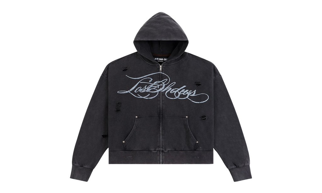 Distressed Script Hoodie "Black" LST 21 22712 BLACK