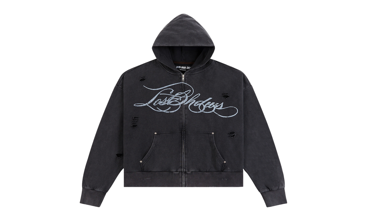 Distressed Script Hoodie "Black" LST 21 22712 BLACK