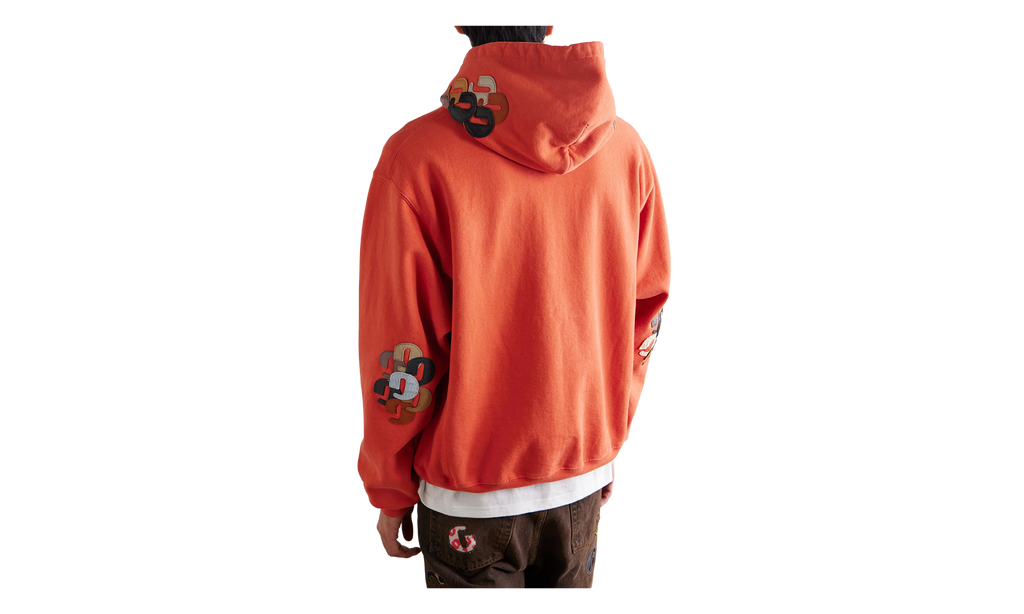 Logo Print Appliquéd Cotton Jersey Hoodie "Orange" GD396