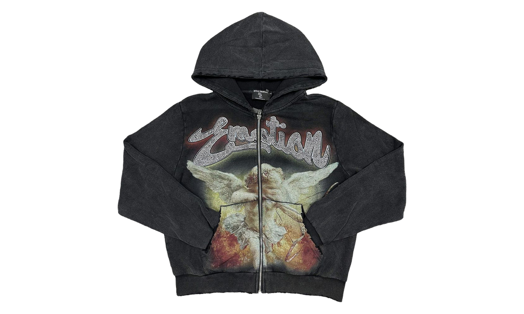 Rhinestone Hoodie "Acid Wash Black" MIXE106